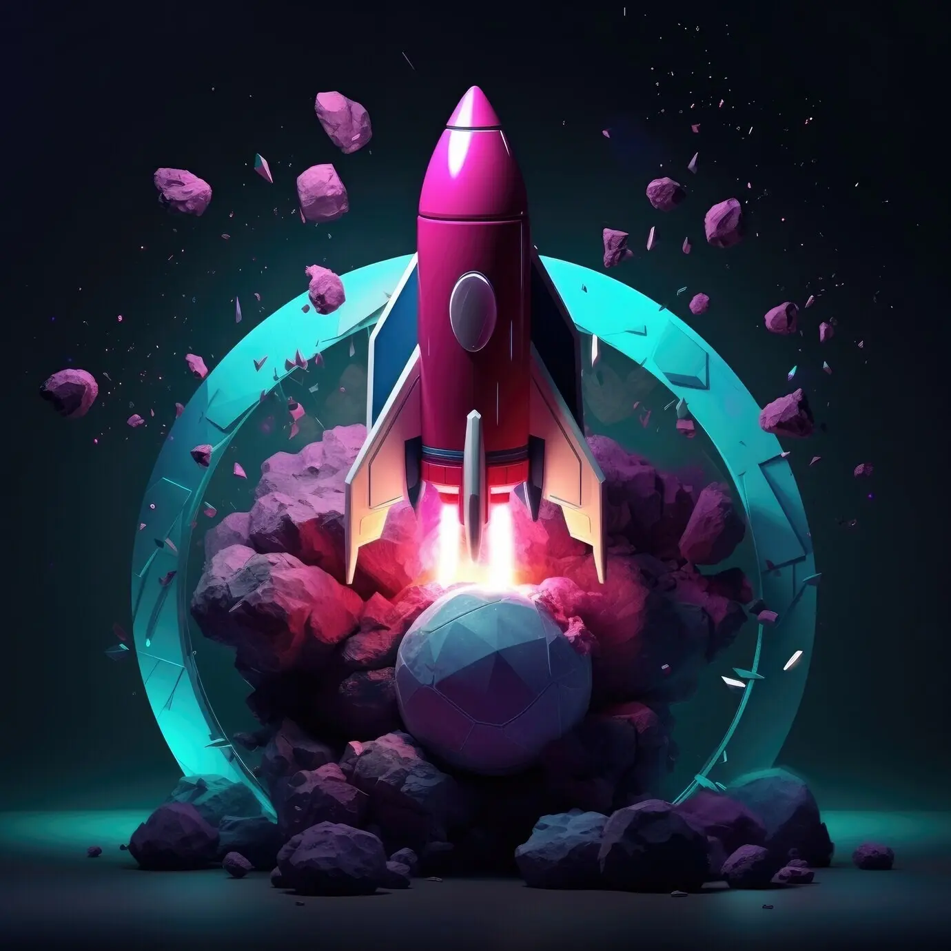 Изображение трёхмерной модели космической ракеты