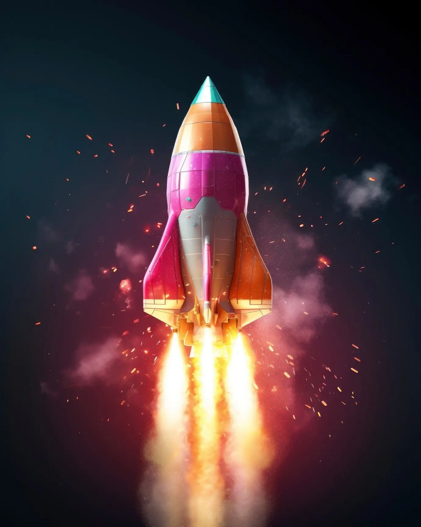 Вид на футуристическую космическую ракету